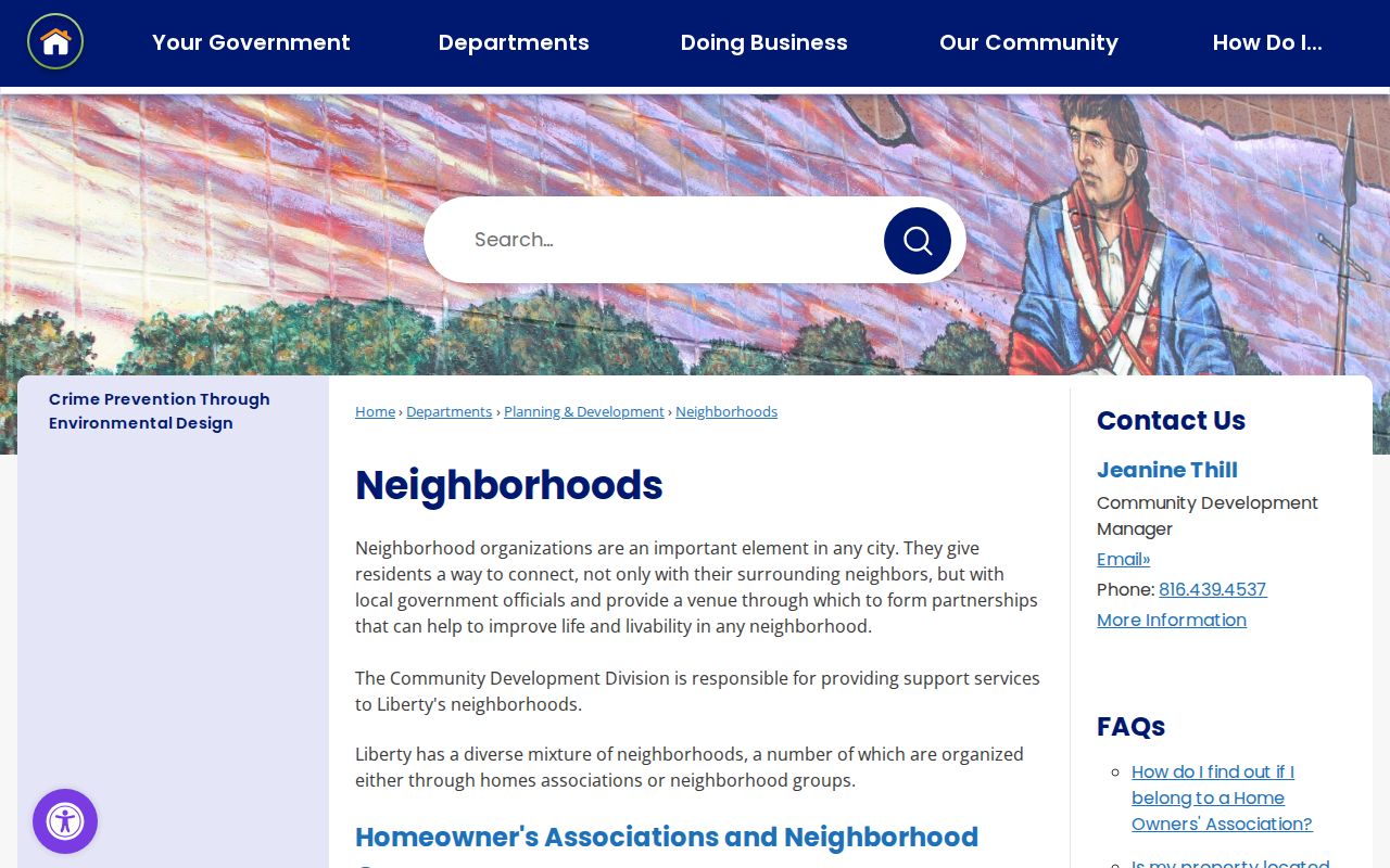 Liberty neighbors research using city neighborhood organizations and map