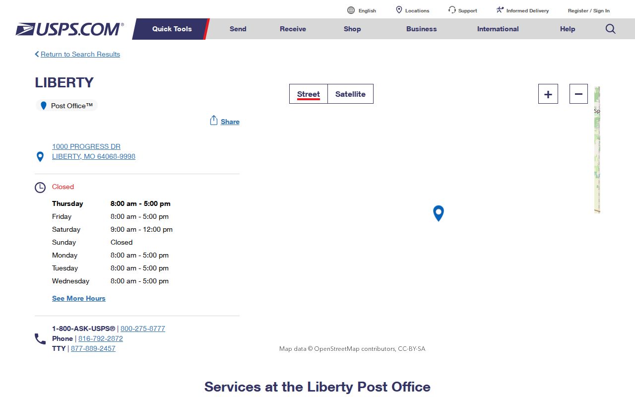 Liberty ZIP code directory USPS Liberty Post Office listing